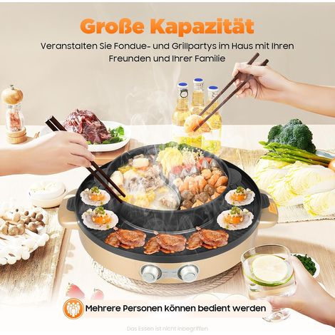 Hot Pot Barbecue 2 en 1 électrique et raclette 2200 W - Facile à nettoyer - Pour la maison, la casserole et la plaque de cuisson (1/5)