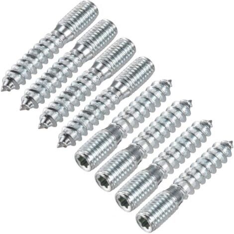 Pair M10 Cintre Boulons Longueur 2\"(50mm) Double Tête Boulons Autotaraudeuse Vis 10mm Bois Joint Meubles Jambes 8Pcs