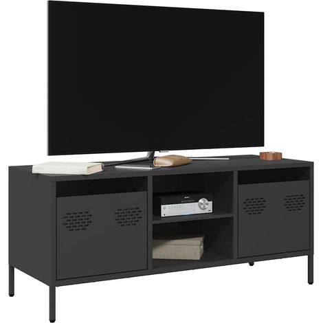 TV-Schrank Schwarz 101,5x39x43,5 cm Kaltgewalzter Stahl