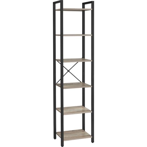 Libreria a 6 ripiani mobile contenitore aperto per ufficio soggiorno camera da letto 30 x 40 x 1875 cm grigio 120004187