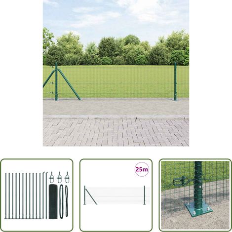 vidaXL Clôture moderne -  Poteau de clôture. Vert 25 x 0,6 m (filet 25 x 25 mm) (1/5)