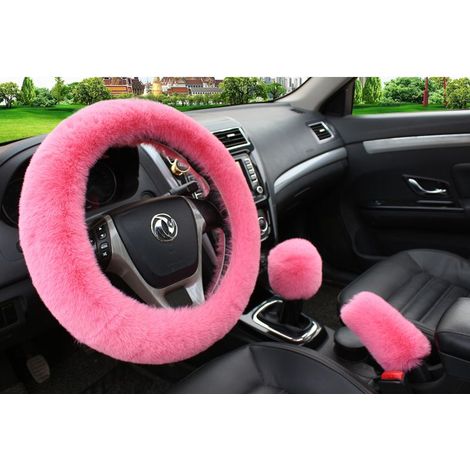 Copertura volante inverno morbida pelliccia per donna, copertura del volante peluche nero (1/5)