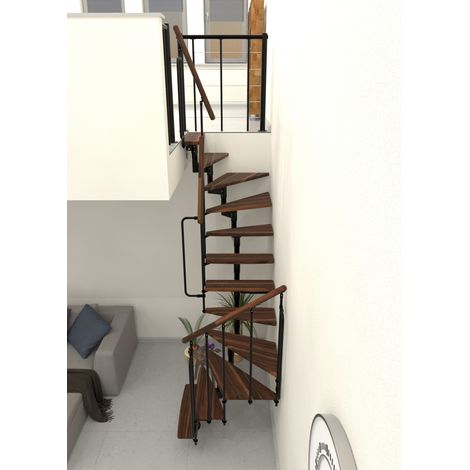 Minka Mittelholmtreppe Joker Turn 180° 187 - 304cm Geschosshöhe Walnuss Schwarz