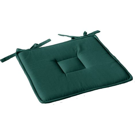 Galette plate unie avec passepoil et nouettes Vert foncé 40x40 cm