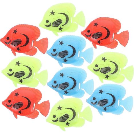Lot de 10 mini aquariums artificiels décoratifs avec de faux poissons, bocaux en plastique et robots pour poissons. (1/3)