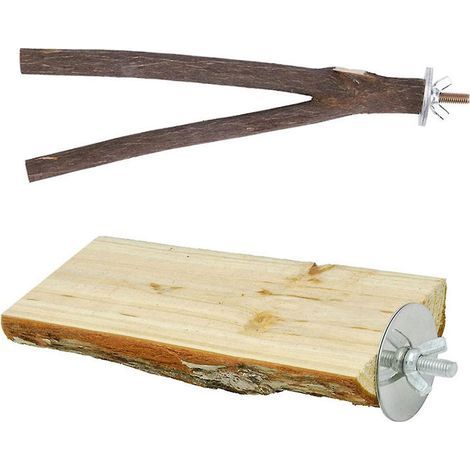 Lot de 2 perchoirs pour perroquets, plateforme en bois, support sûr, non toxique et robuste pour cage (1/4)
