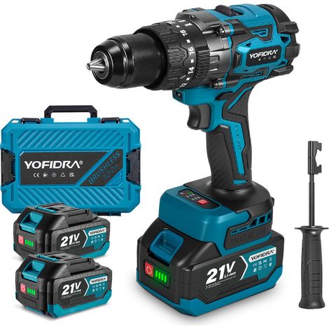 Professional Perceuse Visseuse à percussion sans fil 130Nm, Mandrin 13 mm, 20 + 3 réglages,Perceuse multifonction Brushless - 2 Batteries 4,0Ah + Boîte (1/5)