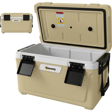 Glacière portable isotherme 42,6 L avec poignée, 66,6 x 38,5 x 40 cm, kaki