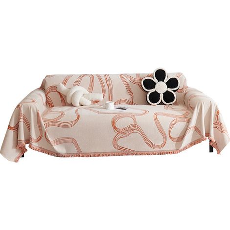 Housse réversible pour grands canapés chenille tout compris en forme de L et U 180 x 130 cm Orange (1/5)