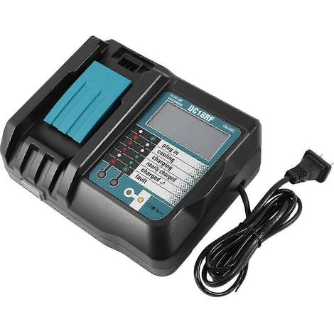 Chargeur de batterie lithium-ion 14,4 V/18 V avec affichage numérique LCD de la tension et du courant, compatible avec les modèles Makita DC18RF, BL1830, BL1815, BL1430, DC14SA, DC18SC, DC18RC et DC18 (1/5)