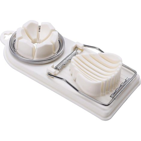 Affettauova, affettauova 2 in 1 in acciaio inox, tagliauova multifunzionale in metallo per uova e frutta (bianco)