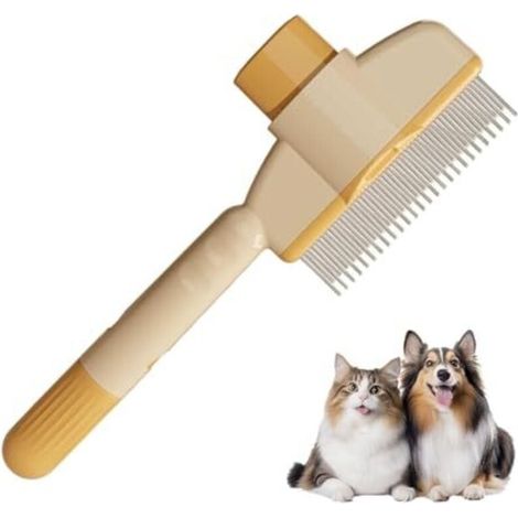 Katzenhaarpflegebürste, Flohkamm, Bürste für kurz- und langhaarige Katzen, Katzenbürste mit Auslöseknopf, Katzenhaarkamm, Katzenbedarf (1/4)