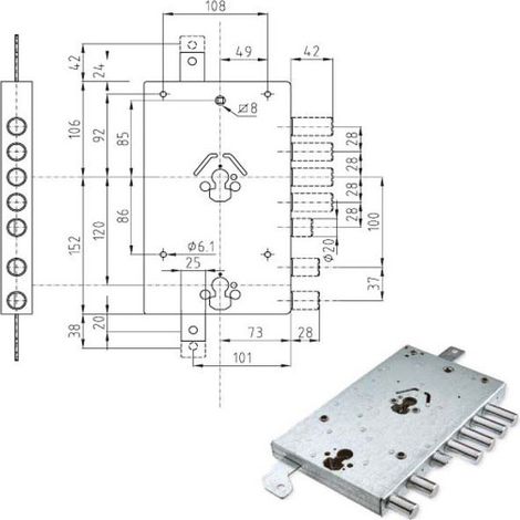Serrure Sic.Triplice Dx Cylindre E73 Ne46-7 Atra
