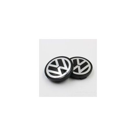 Set of 2 wheel trims for Volkswagen – 65mm black/chrome hubcaps – Replacement for Golf, Polo, and Beetle models – 3B7601171 (1/4)