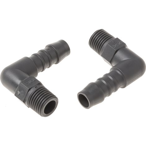 RS PRO Mâle Coude 1/4pouce, BSP 1/4" mâle, en Nylon ( Prix pour Paquet de 5 )