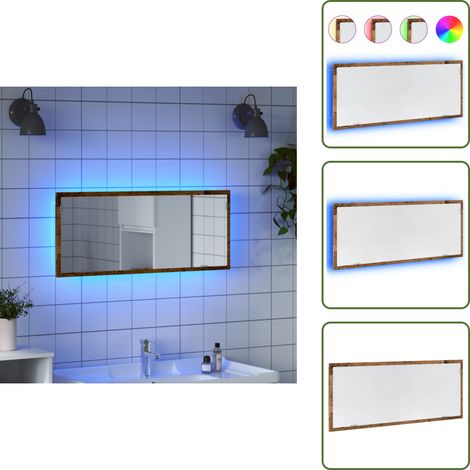 Specchio a parete - vidaXL Specchio Bagno LED Legno Antico 100x8,5x37 cm Legno Multistrato - Specchio in truciolato
