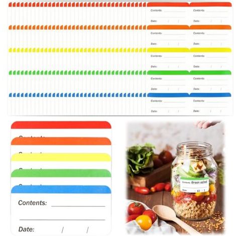 Lot de 360 Étiquettes Congélation Colorées, Étiquettes Autocollantes Sans Résidu pour Bocaux et Aliments, Organisation Cuisine et Réfrigérateur (6 x 3 cm) (1/5)