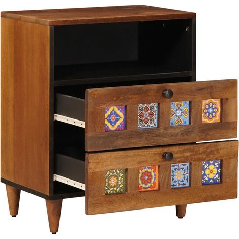 Cabinet de chevet Marron 50 x 33 x 62 cm Bois de mangue massif (1/5)