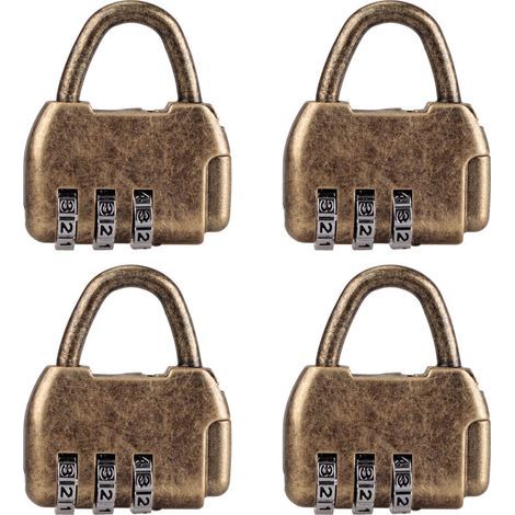 4 Pack Mini Retro Combination Padlock for Diary Luggage Vintage Code Lock
