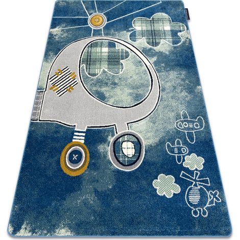 Carpet PETIT HELICOPTER planes blue blue 240x330 cm