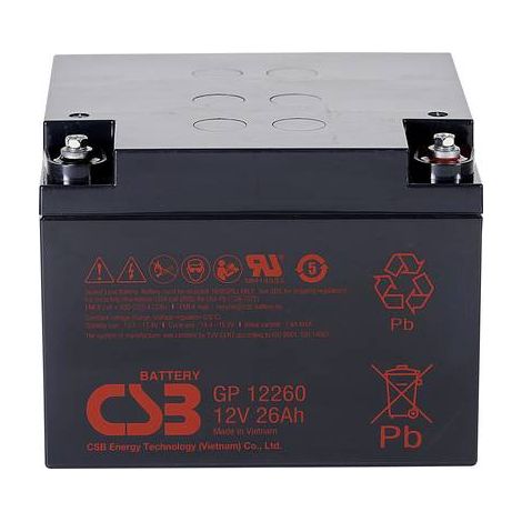 CSB Battery GP 12260 Standby USV GP12260B1 Batterie au plomb 12 V 26 Ah plomb (AGM) (l x H x P) 166 x 125 x 175 mm raccord à vis M5 sans entretien, a A601962 (1/2)