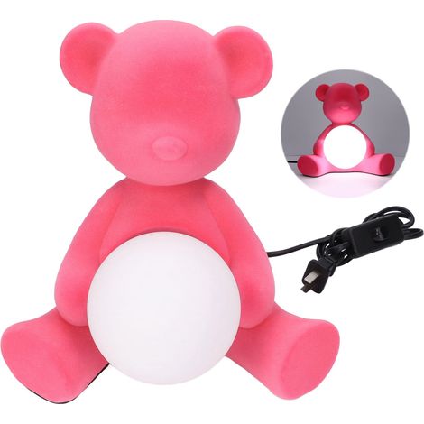 Lampe de table LED décorative mignonne à 3 couleurs en forme d'ourson, rose, prise CN 220V, veilleuse pour enfants (1/5)