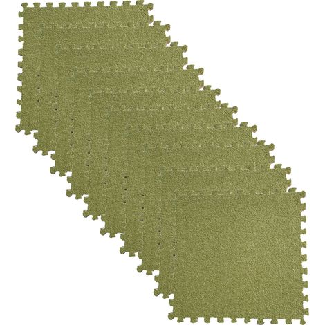 dalles moquette épaisses et douces couleur unie DIY 303010 clair 10 pièces 1.0 cm Vert (1/5)