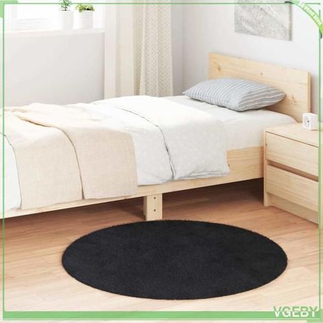 4102894 Tapis shaggy à poils longs NAVARRA noir 100x100 cm polyester (1/5)