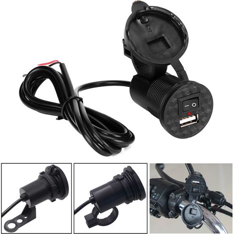 Prise de chargeur USB pour moto DC12V 24V avec LED et interrupteur (DC12-24V) (1/5)