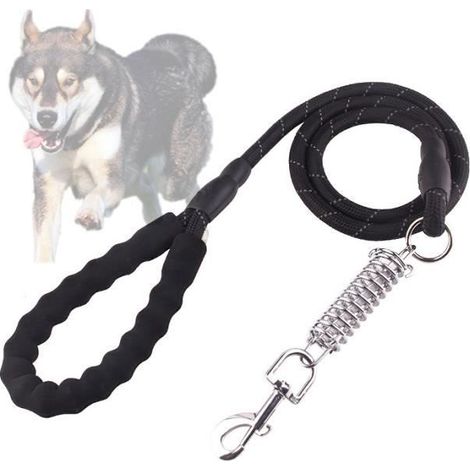 Ysinobear Laisse Chien, avec Poignée Rembourrée Douce, Fils Très Réfléchissants 1,6 m Nylon , pour tous les chiens de taille, Noir (1/4)
