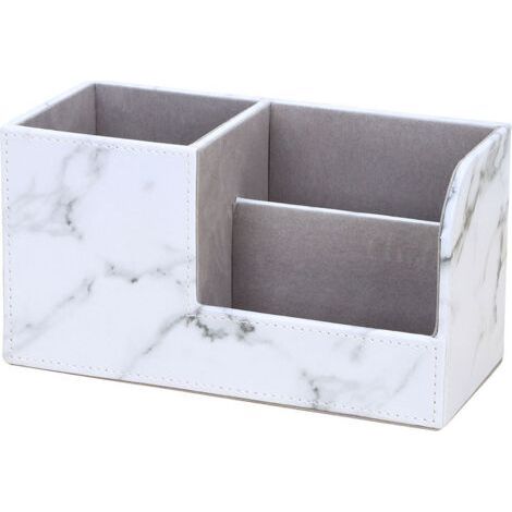 Boîte de rangement de papeterie en cuir(Petit pot à stylo en marbre blanc) (1/5)