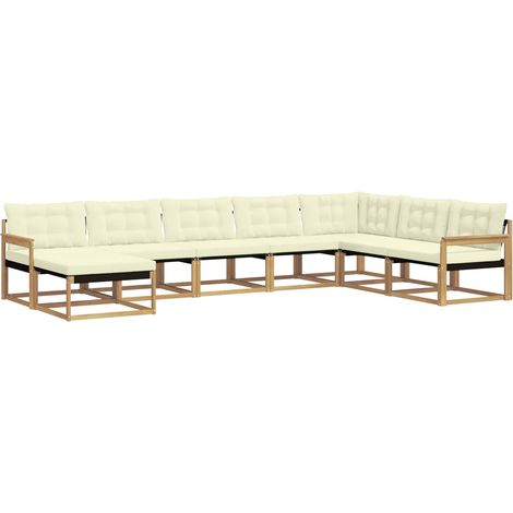 Outdoor Sofa Set 8 pcs White and Cream Solid Acacia Wood vidaXL (1/5)