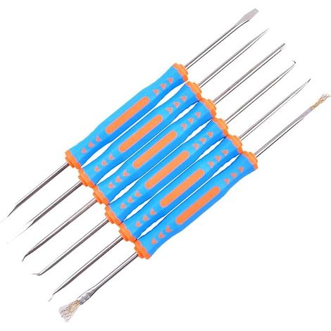 6 Piece Soldering Aids Tool Set PCB Soldering Cleaner PCB Brush Brass Soldering Repair PCB Boards Cleaning Kits (Blue) (1/5)