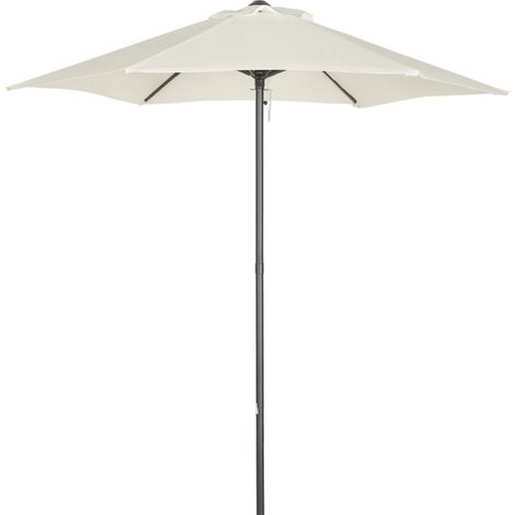 Parasol de Terraza con Mástil de Aluminio Techo de Ventilación y Poste Desmontable Impermeable para Patio Beige