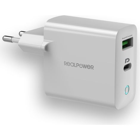 RealPower 352262 cargador de dispositivo móvil Universal Blanco Corriente alterna Carga rápida Interior