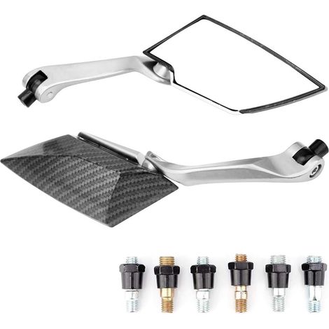 Rétroviseur de Moto, 1 Paire de rétroviseurs latéraux en Aluminium réglable rhombique modifié avec Boulon de 8 mm et 10 mm pour Moto de vélo électrique(Peau de Serpent) (1/5)