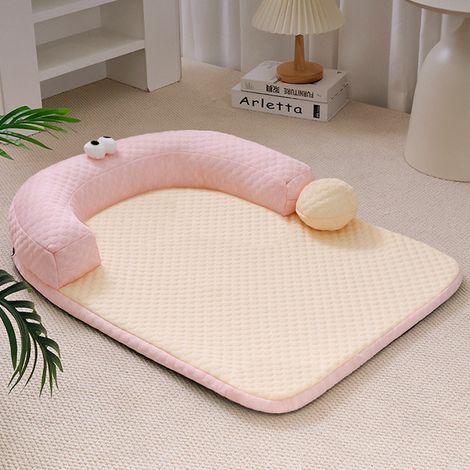 Weiche, U-förmige Kühlmatte für Hunde und Katzen – auch für Katzen geeignet – Waschbares Sommerbett – Ergonomische Schlafmatte für Haustiere im Sommer – Rosa – Dime (1/5)