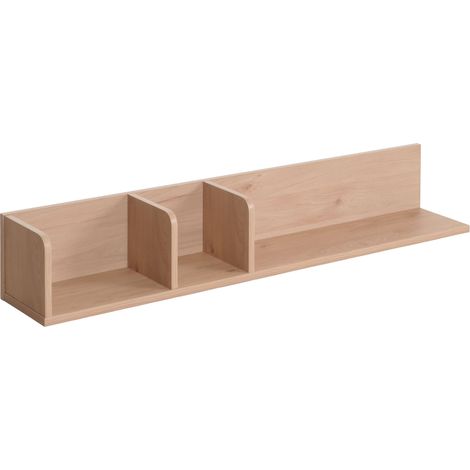 [NEUWERTIG] Wandregal HHG-428, Hängeregal Regal Holzregal Schweberegal, 3 Fächer 20x120x21cm beige