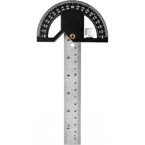 BUNTHAUS Rapporteur d'angle, Règle de Marquage et Mesures en Menuiserie, Outil de Règle de Menuiserie 304mm Acier Inoxydable, Chercheur d'angle 0-180° pour Peinture Dessin Mesurer