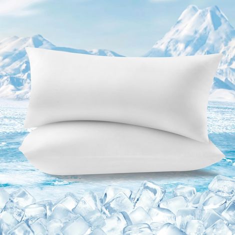 WOLTU - Juego de 2 fundas de almohada refrescantes, lavables y con cremallera, protección y comodidad, 40 x 80 cm, color blanco