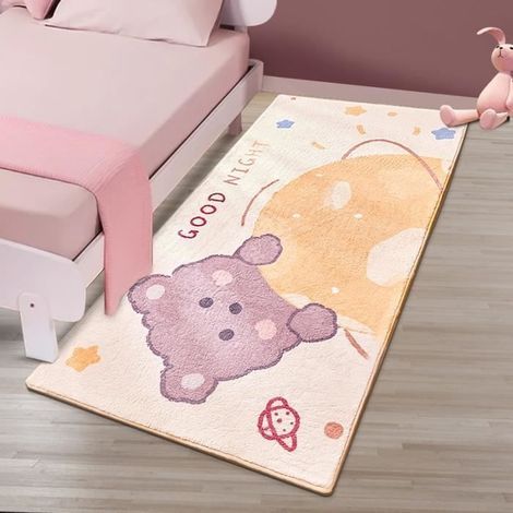 Tappeto per camera da letto - 80x160 cm - Rettangolare - Per interni - Polipropilene - Fantasia graziosa - Crema-2 (1/4)