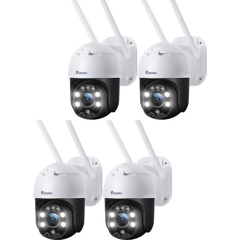 Lot de 4 Caméra Surveillance Ctronics WiFi Détection Mouvements Humaine Suivi Auto PTZ Audio Bidirectionnel Vision Nocturne Couleur (1/5)