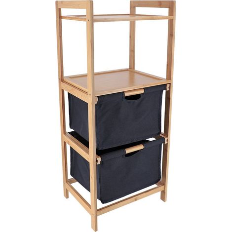 Bambusmöbel 2 polyesterkörbe + regale - schwarz bambus - Tendance