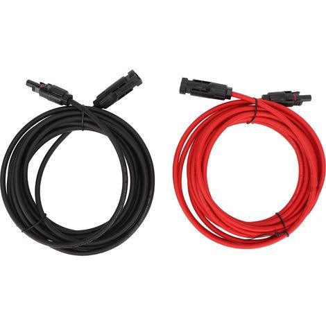 Paar, 12AWG Solarkabel mit Stecker, Solaradapter-Verlängerungskabel für Photovoltaikanlagen, Schwarz 2 m, Rot 2 m (1/5)