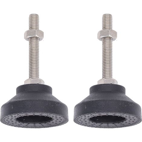 Lot de 2 vérins de mise à niveau pivotants en nylon acier caoutchouc pour meuble réglables M8 D50 hauteur 50mm pied table chaise étagère (1/5)