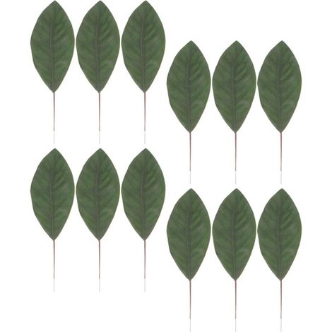 12 Feuilles de Magnolia Artificielles en Tissu, Lot de 12 Pièces, Décor Naturel et Réaliste pour Arrangement Floral et Décoration de Table (1/5)