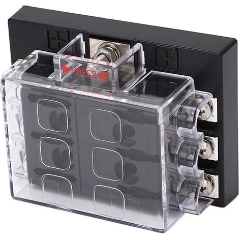 Boîte à fusibles à lames ATC ATO étanche avec bus négatif pour voiture, camping-car, remorque, camion, fourgonnette 12-36 V CC 6 voies