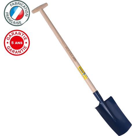 OUTILS PERRIN Bêche standard de 28 cm manche béquille tournée, outil à main pour le jardin et le potager