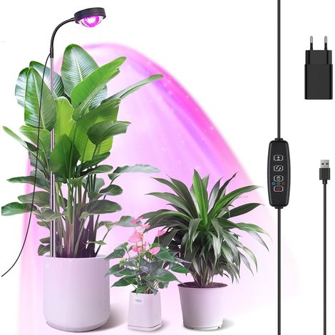 Full Spectrum LED Horticultural Lamp with Optical Lens, High PPFD Grow Lights with 360° Gooseneck, 63 in Height Adjustable Indoor Plant Lamp, Timer 3/9/12H, 3 Modes (1/5)