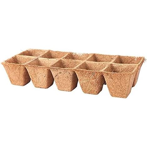 50 Godets, Fibre de coco, Carré 5cm, 100% biodégradable, Semis, Repiquage, Jardinage